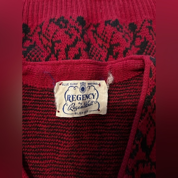 Vintage Red and Black Patterned Sweater - Picture 2 of 4